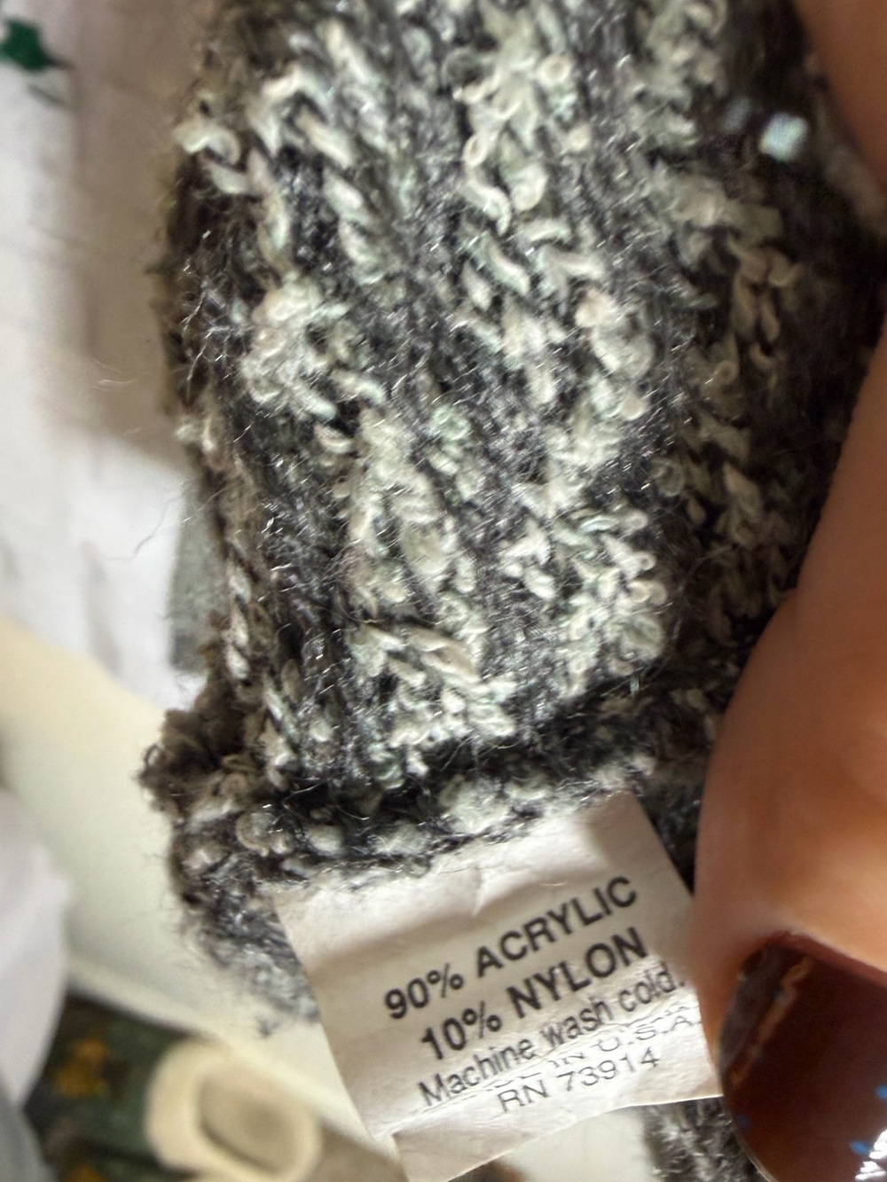 Alfred Dunner Gray & White Zigzag Knit Cardigan - Picture 5 of 5